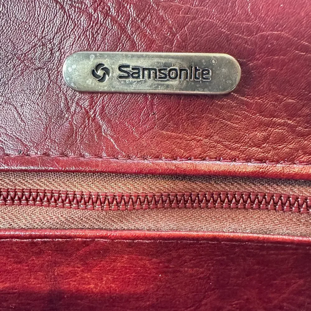 Vintage Samsonite Sonora II Dark Red Faux Leather Carry-On Travel Tote Bag CLEAN